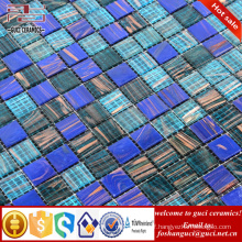 China supply blue glass mixed Hot - melt mosaic floor wall tile